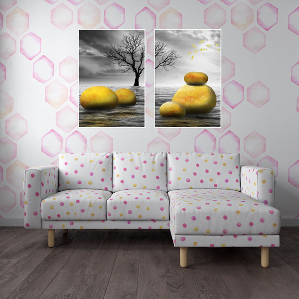 Abstract-golden-stone-art-hanging-pictures-waves-artistic Paintings