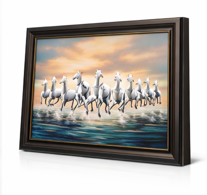 Seven Running Horses Wall Art Frame for Vastu Home Decor