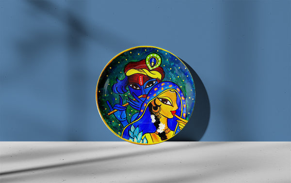 Radha Krishna Flute Nature Place Art Hand-painted wall plates