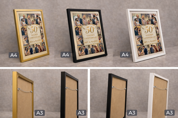 50th Golden Wedding Anniversary Photo Frame – Personalized Couple Photo Collage Frame