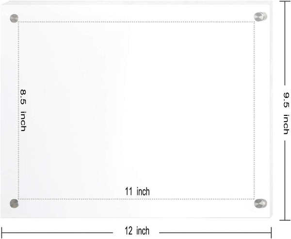 Clear Acrylic Wall Mount Floating Double Panels Frameless Picture Frame