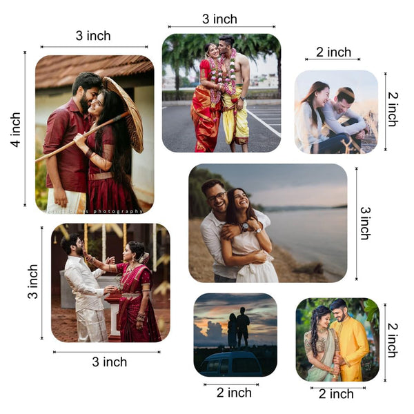 Customized Acrylic Photo Fridge MagnetsGlass Like FinishWaterproof Multi SizeSet of 7Wedding Gift, House Warming, Home Decore