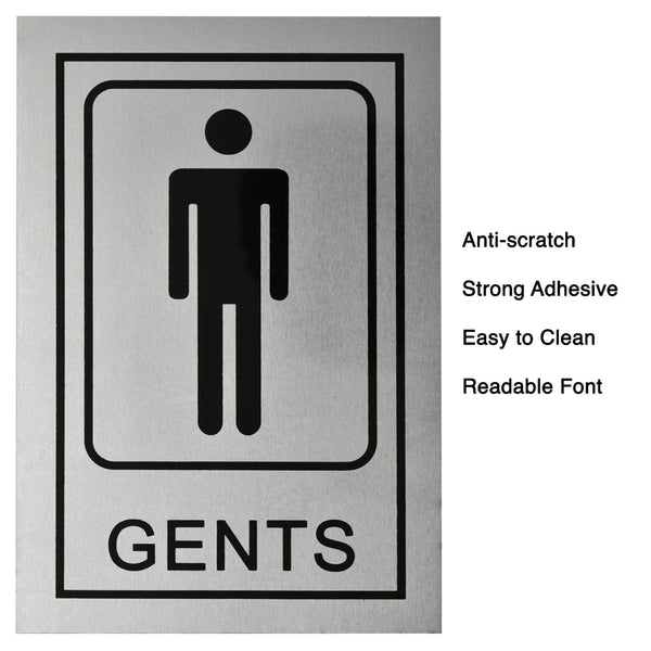Cool Silver Metal Gents Ladies Toilet Sign Board StickersGlass Door, Wooden DoorSelf Adhesive Restroom Sign board for DoorLadies and Gents Sign for Offices Hospitals Mall and Business