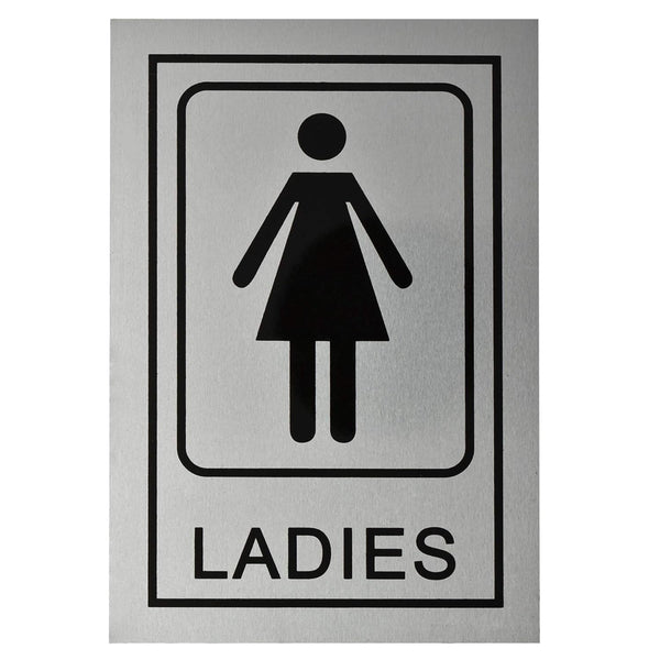 Cool Silver Metal Gents Ladies Toilet Sign Board StickersGlass Door, Wooden DoorSelf Adhesive Restroom Sign board for DoorLadies and Gents Sign for Offices Hospitals Mall and Business