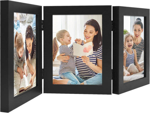 Three Picture Frame Hinged Photo Frame Folding Wedding Family Frames Collage with Glass
