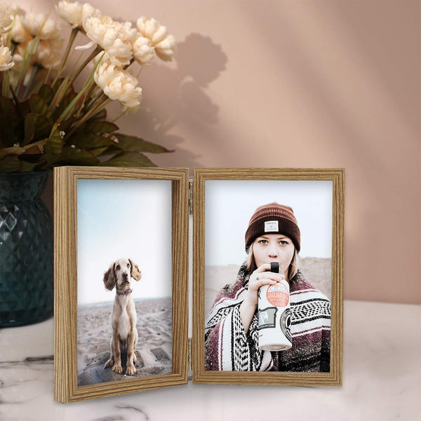 Double Picture Frame Wooden Hinged Photo Frame Definition Glass Stand
