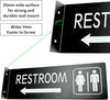 Restroom Sign for Business, Thick Aluminum, Double Sided Hallway Bathroom Sign with Screws, Laser Engraved UV Printed, 4x12 Inches