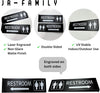 Restroom Sign for Business, Thick Aluminum, Double Sided Hallway Bathroom Sign with Screws, Laser Engraved UV Printed, 4x12 Inches
