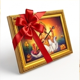 Premium Golden Framed Goddess Saraswati Wall Art for Home Decor
