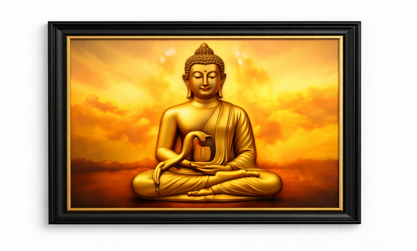 Golden Buddha Meditation Wall Art Frame for Peaceful Home Decor