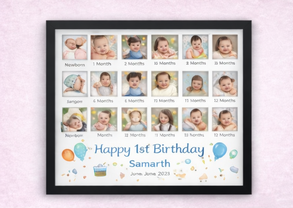Personalized 1st Birthday Photo Frame – Baby First Year Collage Frame