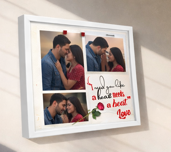 Custom Birthday Photo Frame for Wife – Romantic Memory Collage Gift