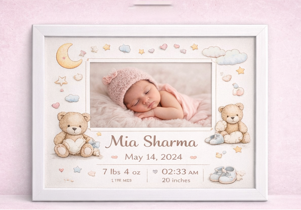 Personalized Newborn Baby Photo Frame – Custom Infant Memory Frame