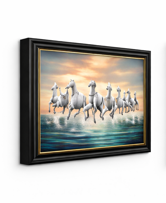 Seven Running Horses Wall Art Frame for Vastu Home Decor