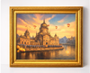 Premium Golden Architectural Cityscape Wall Art Frame Decor