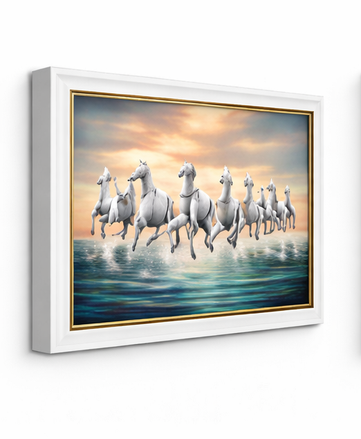 Seven Running Horses Wall Art Frame for Vastu Home Decor