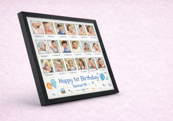 Personalized 1st Birthday Photo Frame – Baby First Year Collage Frame
