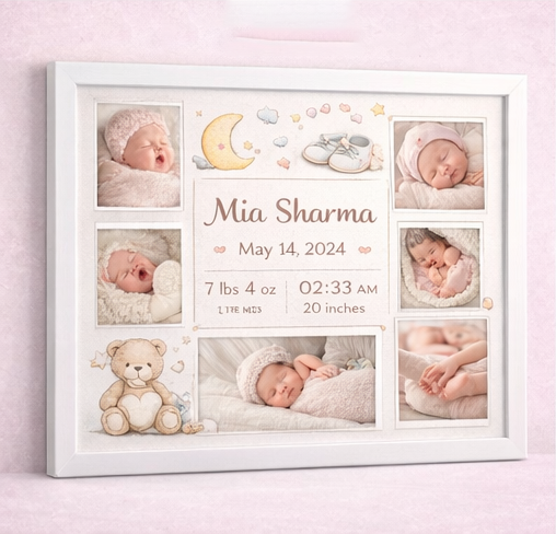 Personalized Newborn Baby Photo Frame – Custom Infant Memory Frame