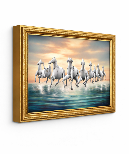 Seven Running Horses Wall Art Frame for Vastu Home Decor