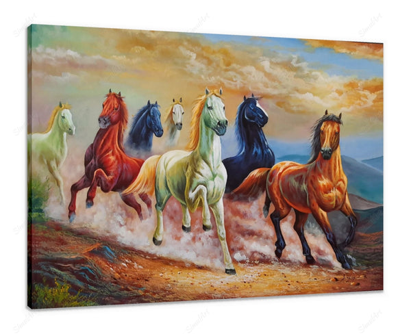 7 Horses Painting In Bedroom