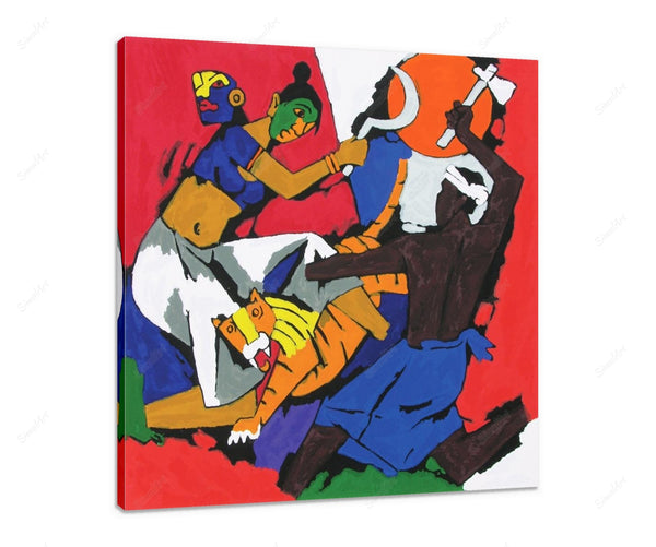 Kerala With Tiger By Mf Husain