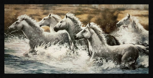 5 Horses Running On Water