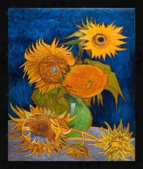 Vase with Five Sunflowers