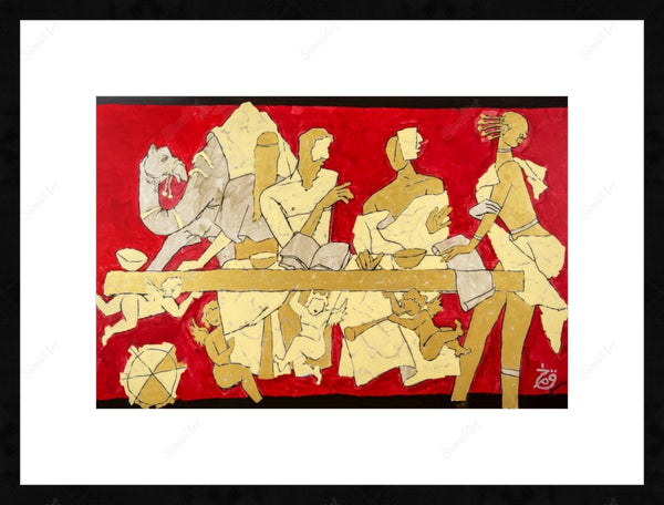 The Last Supper In Red By Mf Husain
