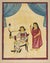 A large Kalighat painting of a gentleman smoking with attendant