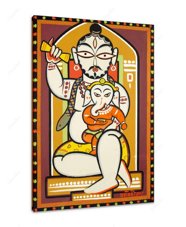 Shiva And Ganesha Painting By Jamini Roy