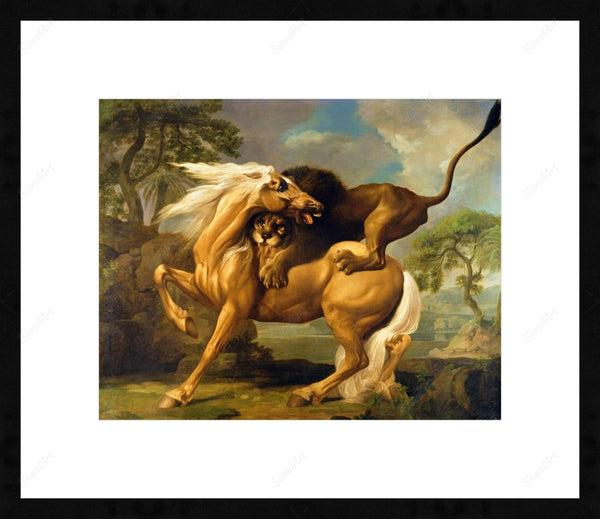 A Lion Attacking A Horse