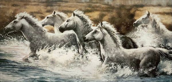 5 Horses Running On Water