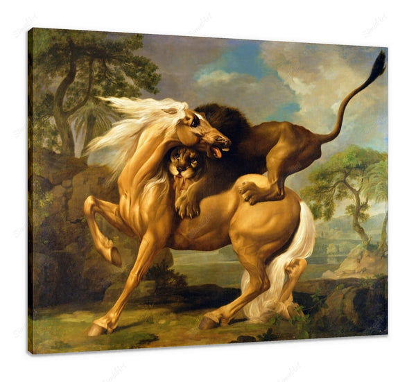 A Lion Attacking A Horse