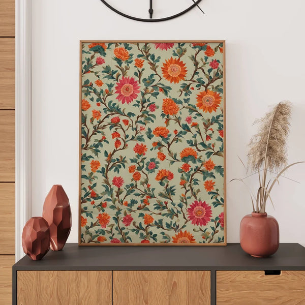 Floral Print Indian Folk Art Traditional Indian Floral Printable Wall Art
