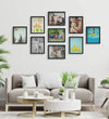 Black Synthetic Fiber Collage Photo Frames – Set of 9 for Wall Decor