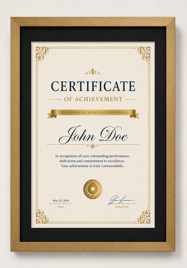 Certificate Frame – A4 & A3 | Premium Wooden Frames | Online Framing