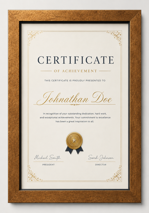Certificate Frame – A4 & A3 | Premium Wooden Frames | Online Framing