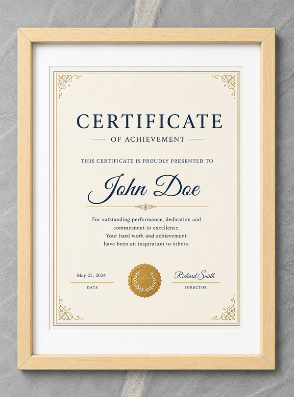 Certificate Frame – A4 & A3 | Premium Wooden Frames | Online Framing