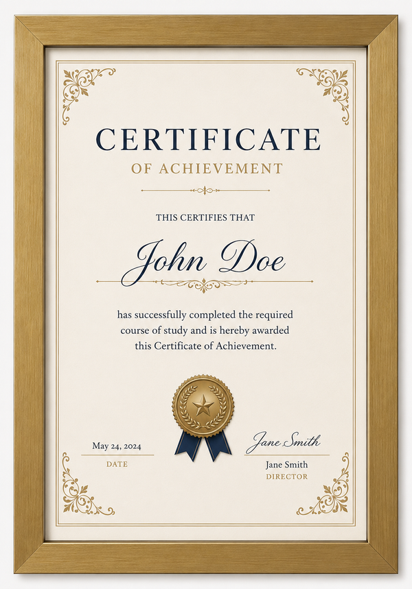 Certificate Frame – A4 & A3 | Premium Wooden Frames | Online Framing