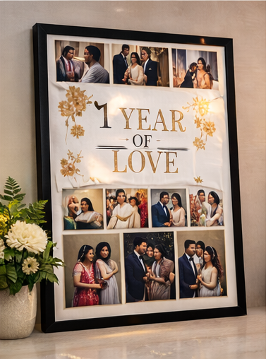 Personalized 1 Year of Love anniversary photo frame collage