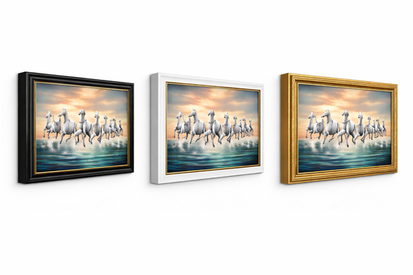 Seven Running Horses Wall Art Frame for Vastu Home Decor