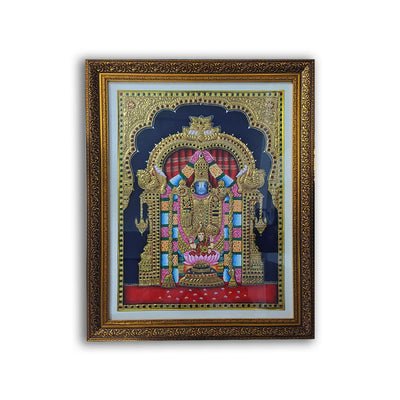 Shree Tirupati Balaji with Saraswati Tanjore Painting