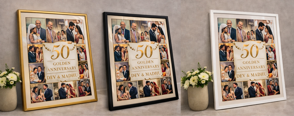 50th Golden Wedding Anniversary Photo Frame – Personalized Couple Photo Collage Frame