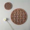 GeoBloom Pure Wood Coasters – Laser Cut Floral Design | Set of 4
