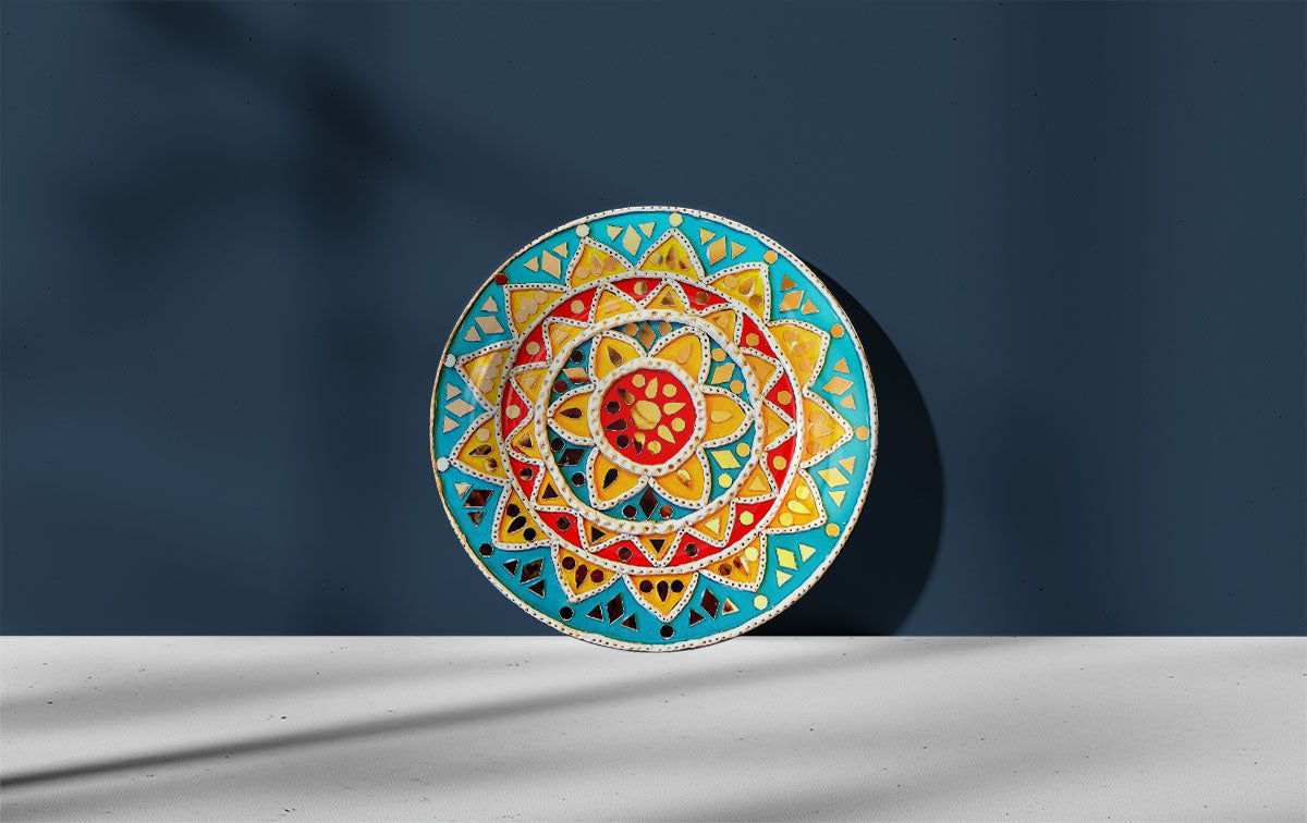 Designer Mandala Art Hand Painted Wall Plate