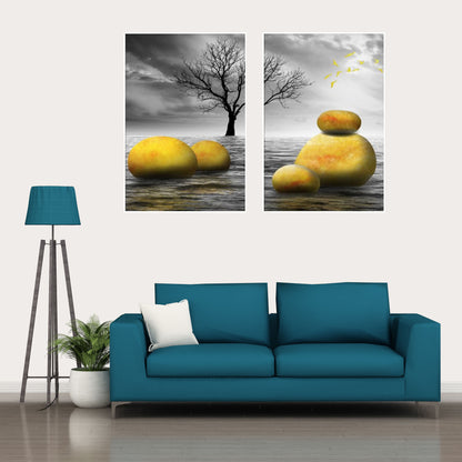 Abstract-golden-stone-art-hanging-pictures-waves-artistic Paintings