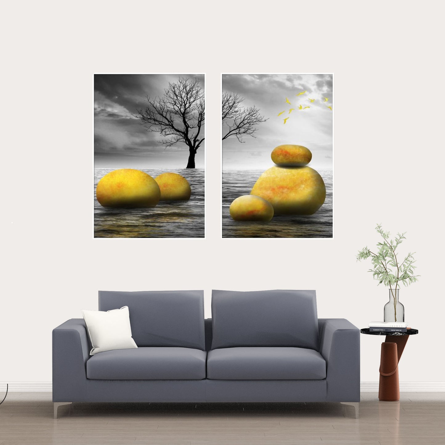 Abstract-golden-stone-art-hanging-pictures-waves-artistic Paintings