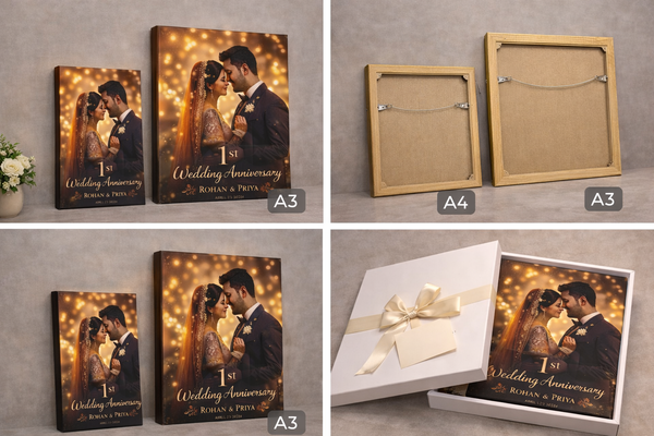 1st Wedding Anniversary Canvas Photo Frame – Personalized Couple Canvas Print