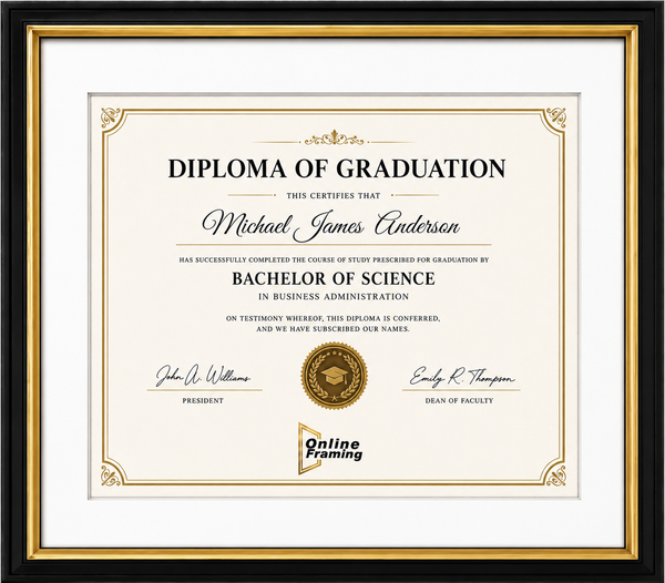 Executive Certificate Display Frame | Premium Wall-Mounted Degree & Diploma Frame with Crystal Clear Acrylic