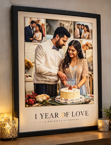 Personalized 1st Wedding Anniversary Collage Frame (A4 / A3)